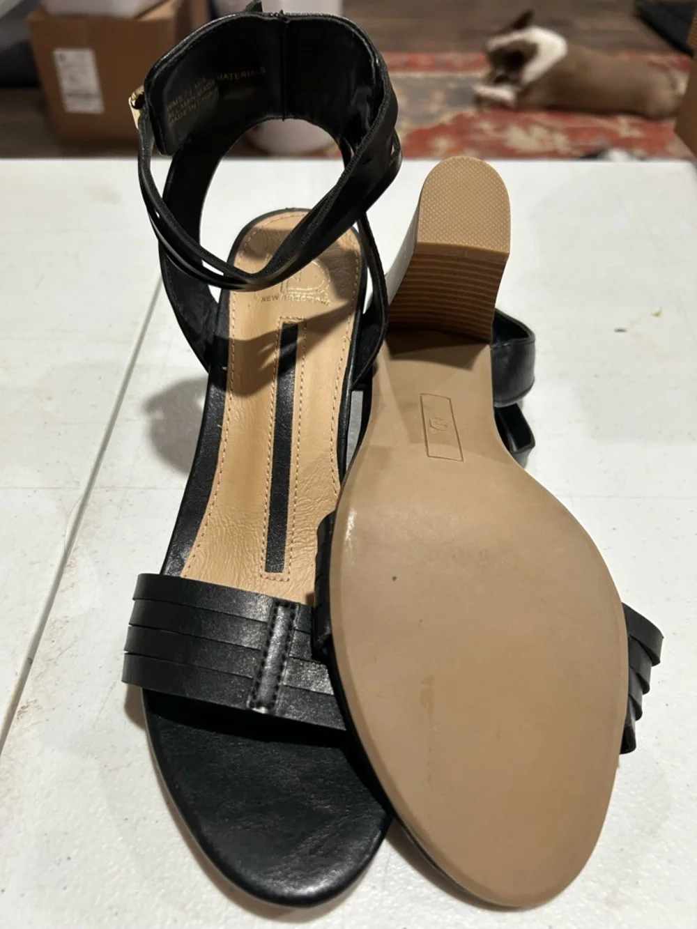 new directions Black Strappy Ankle-Wrap Heels
